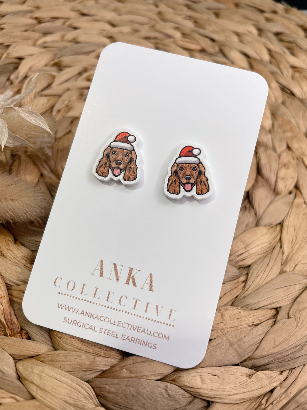Cocker Spaniel Stud Christmas Earrings