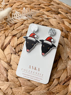 Greyhound Black Dangle Christmas Earrings