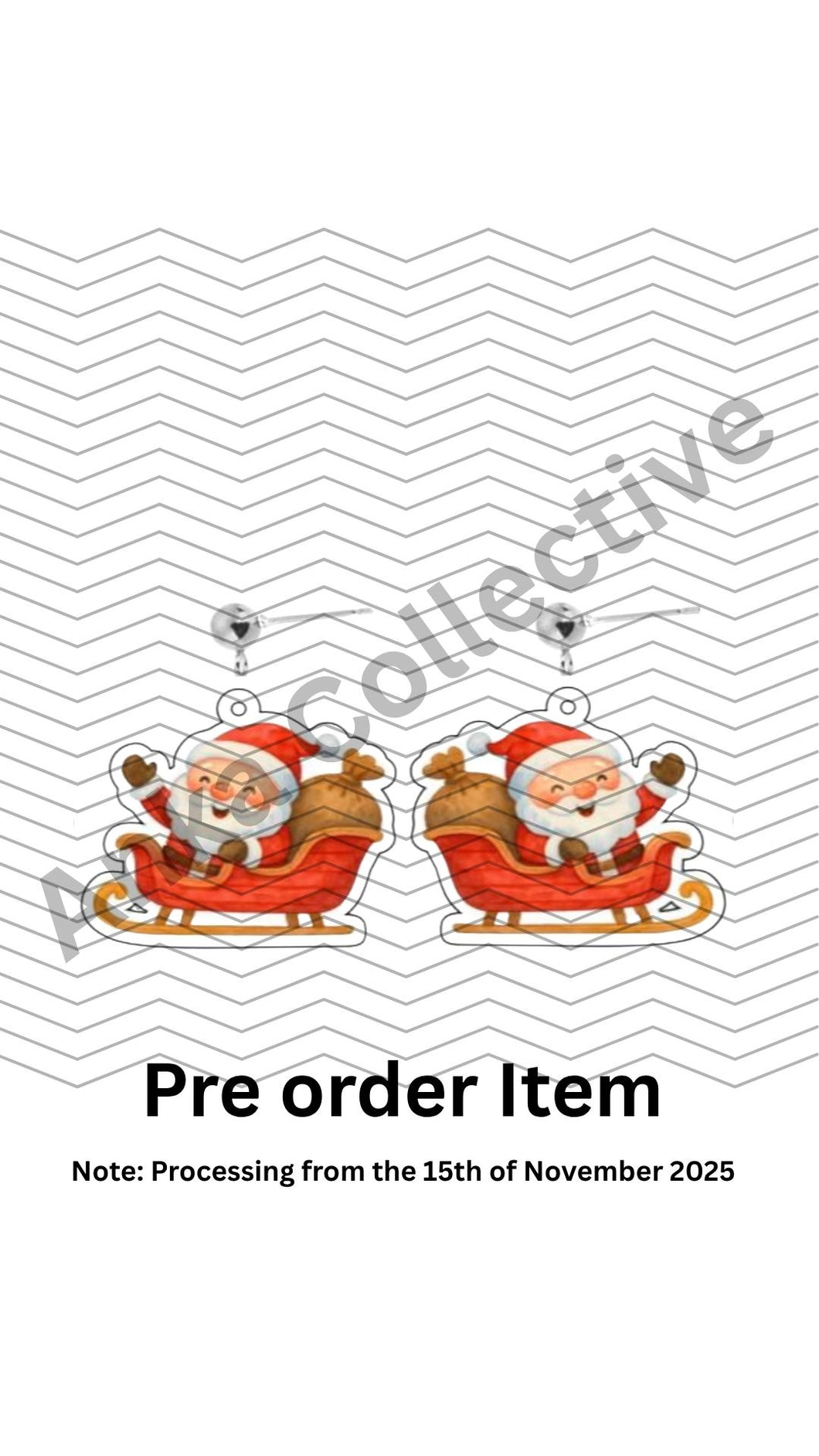 Santa sleigh Dangle Earrings