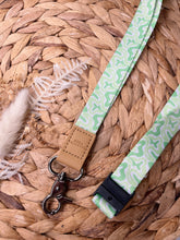 Load image into Gallery viewer, Groovy Wave Green Fabric Lanyard
