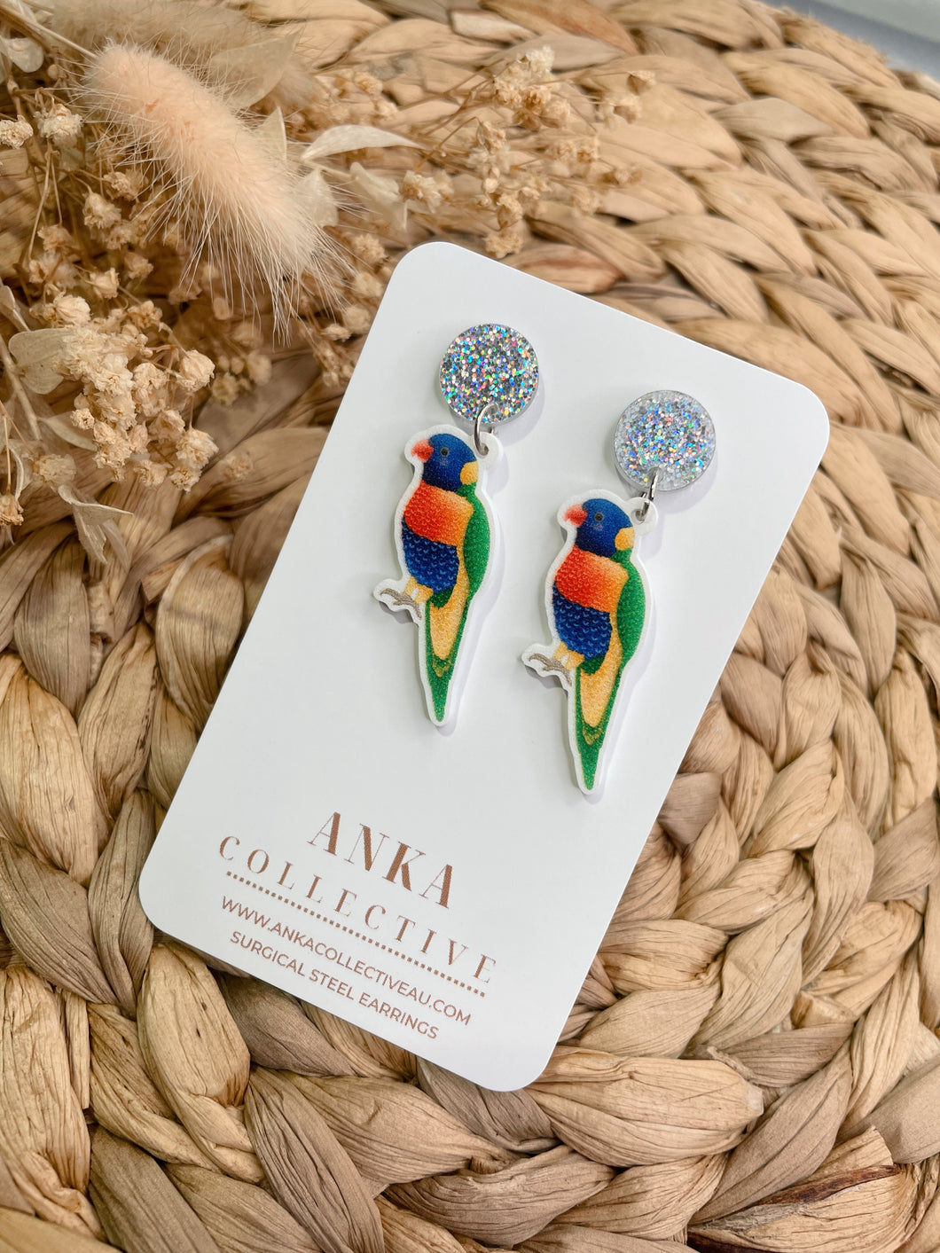 Rainbow Lorikeet Dangle Earrings