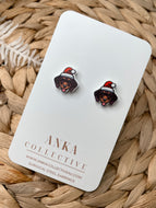 Dachshund Brown Stud Christmas Earrings