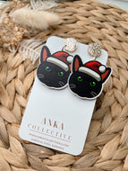 Russian Blue Cat Dangle Christmas Earrings