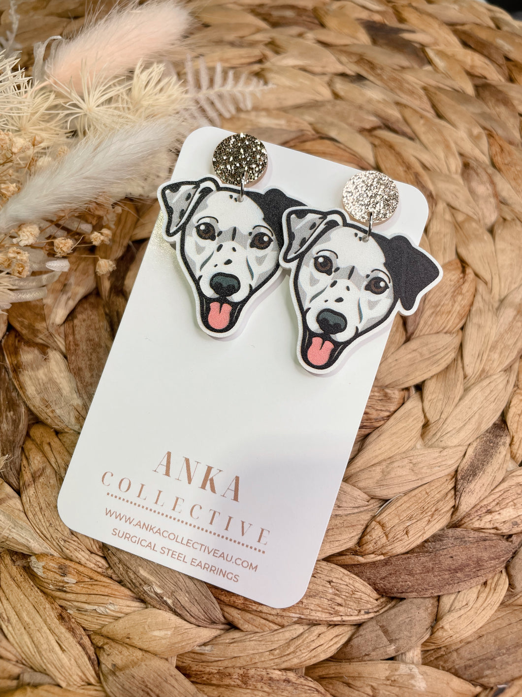 Mix Breed Custom B&W Dangle Earrings