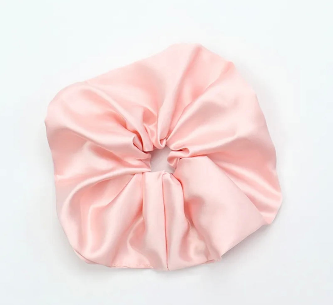 Large Baby Pink Satin Scrunchie