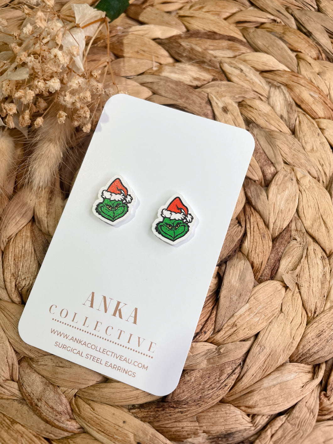 Christmas Grinch Stud Earrings