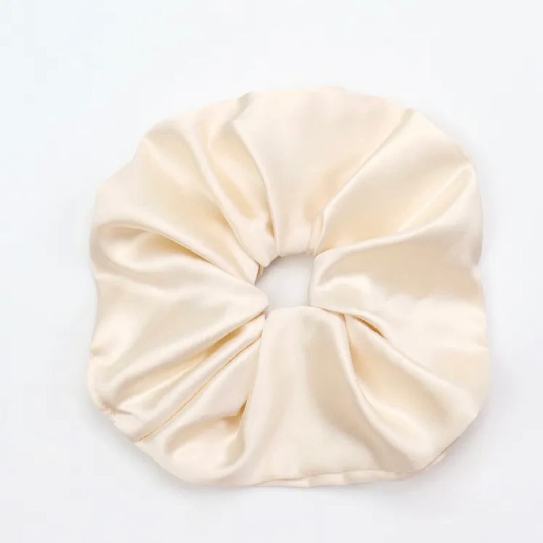 Large Creme Satin Scrunchie