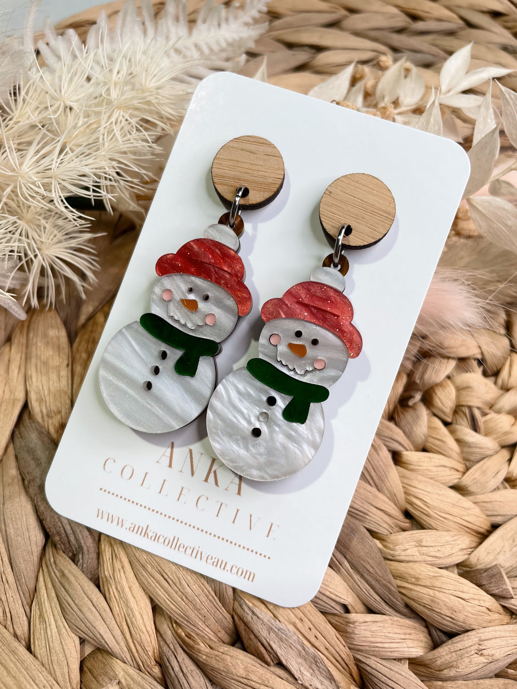 Xmas Snowman Dangle Earrings