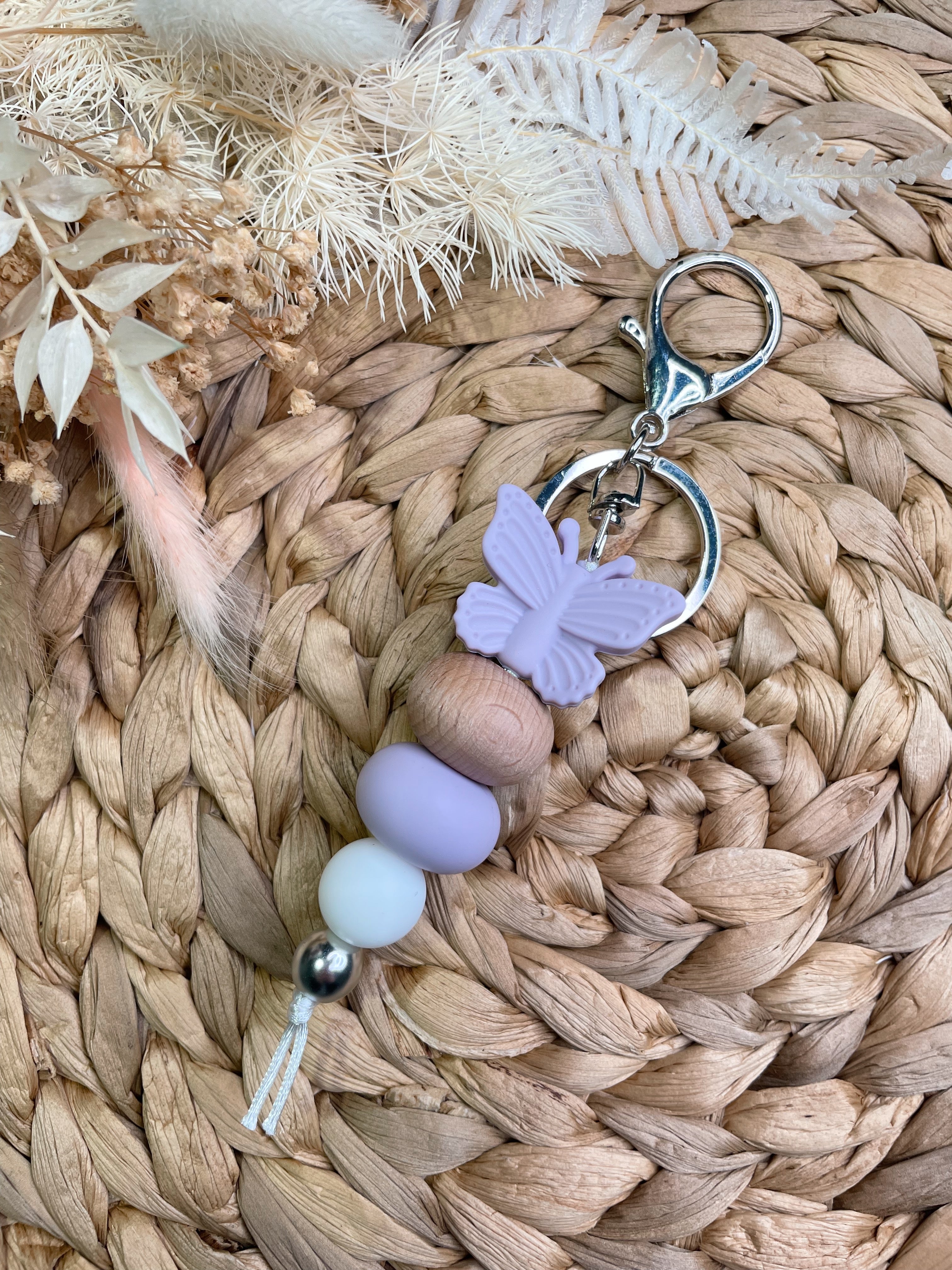 96 Wholesale Purple Butterfly Keychain With Jewel Accented Wings