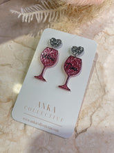 Load image into Gallery viewer, Wine Time Dangle Earrings
