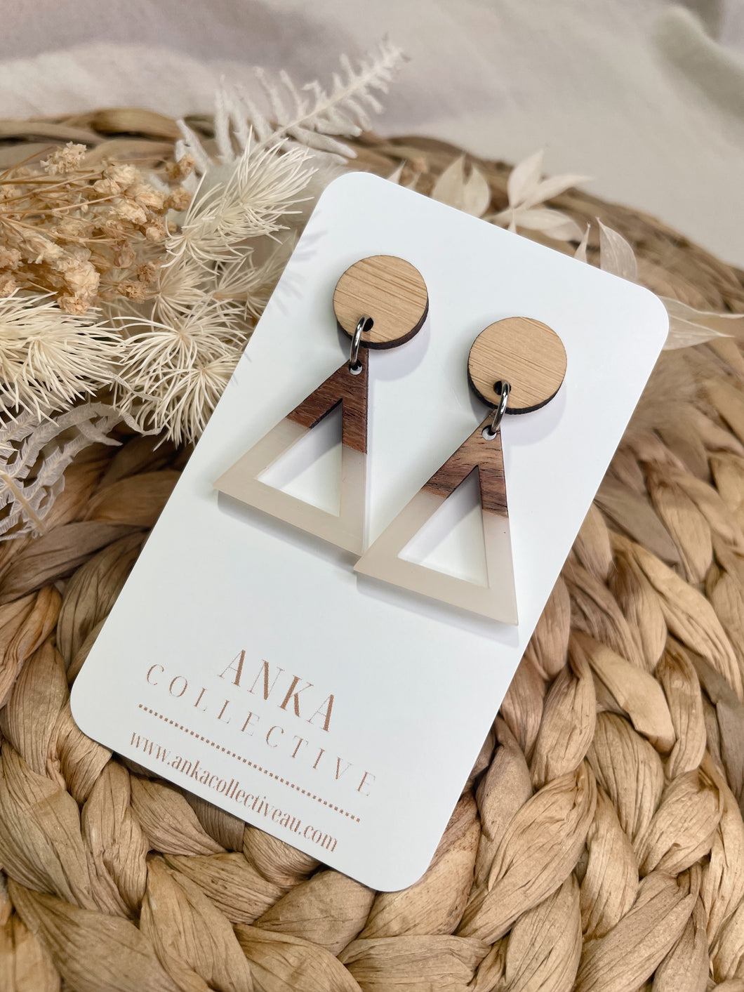 Triangle Resin Wood Dangles