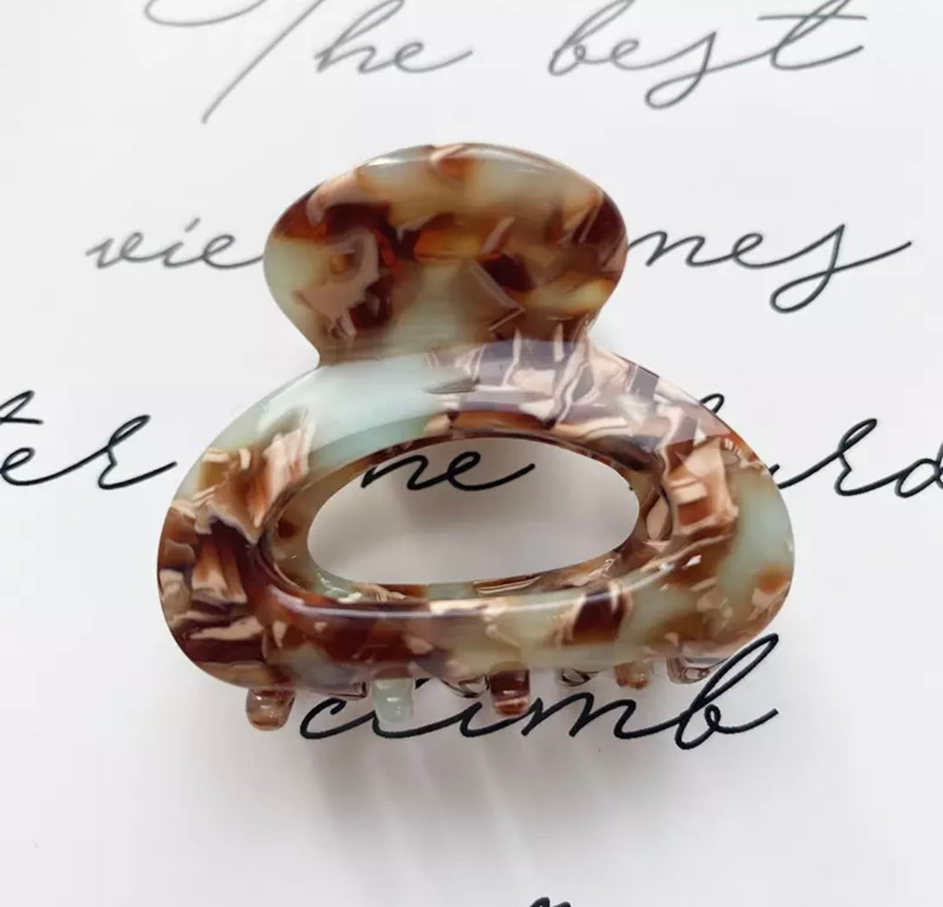 Tiny Brown Pearl Hair Claw Clip
