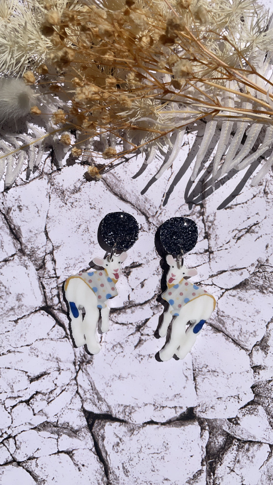 Black Leo Dangle Earrings