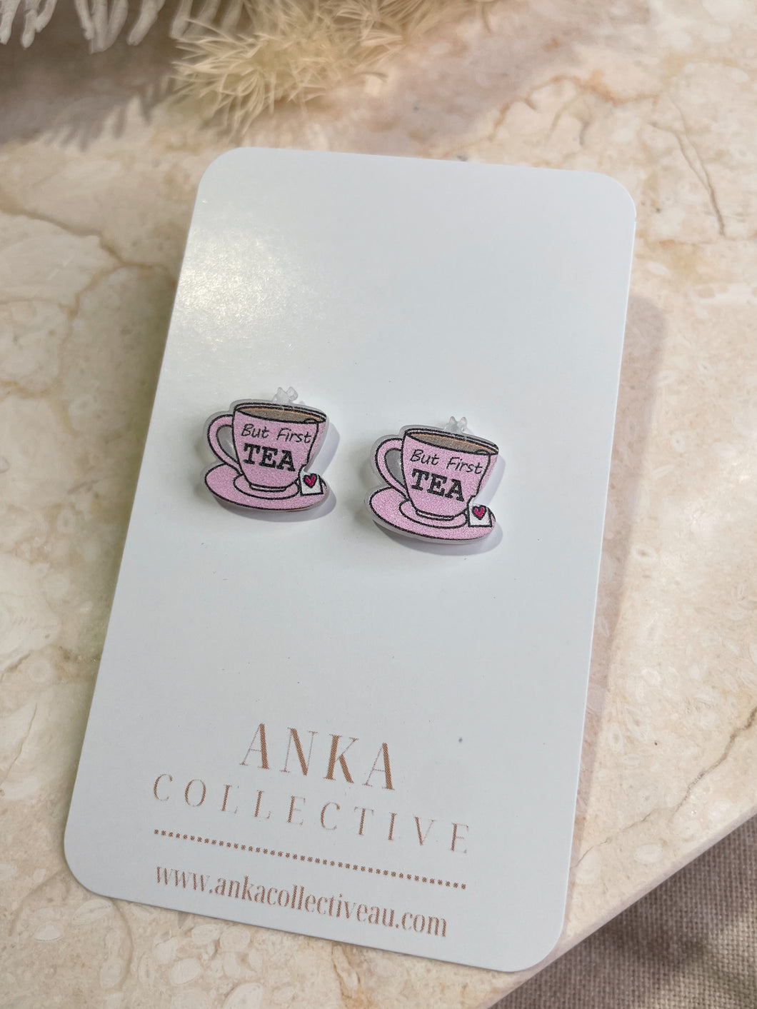 But First Tea Stud Earrings