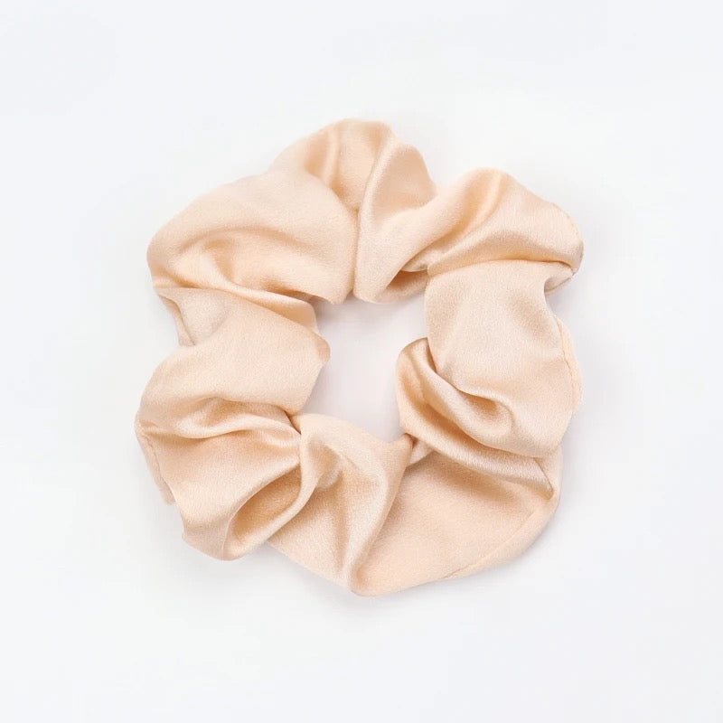 Mini Beige Satin Scrunchie