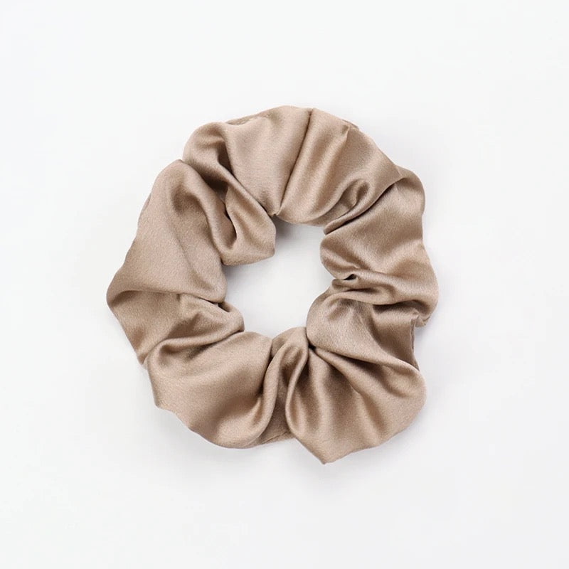 Mini Coffee Satin Scrunchie