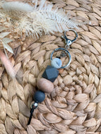 Grey Wooden Keychain