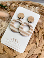 Stripped Hoops Resin Wooden Dangles