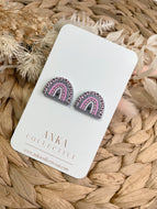 Glitter Silver Rainbow Stud Earrings
