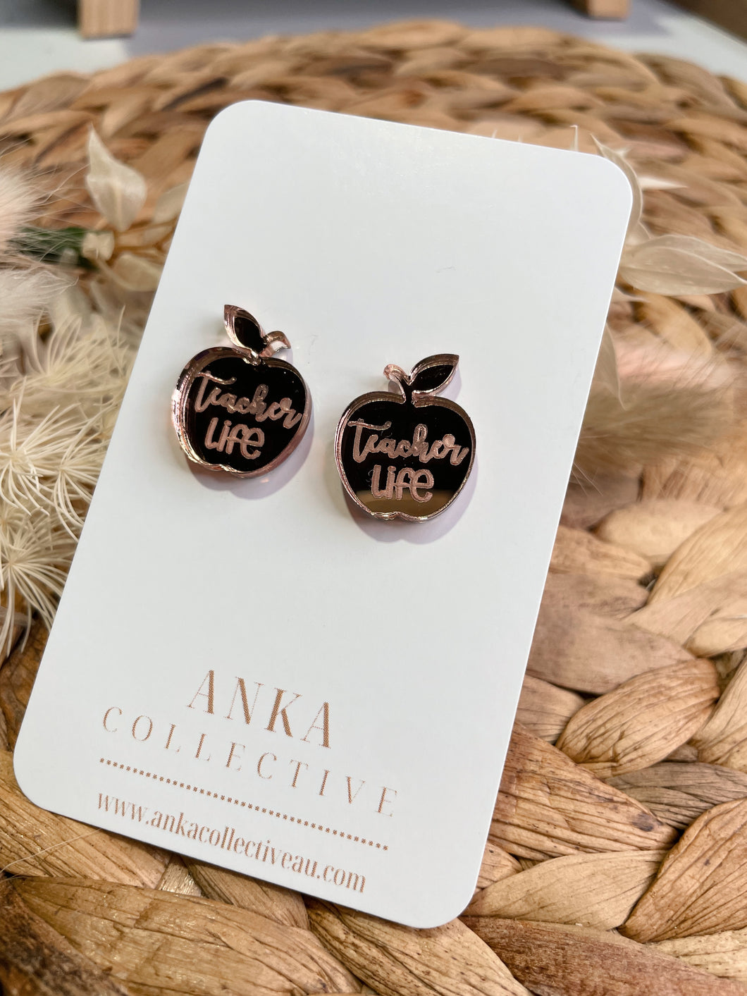 Rose Gold Teacher Stud Earrings