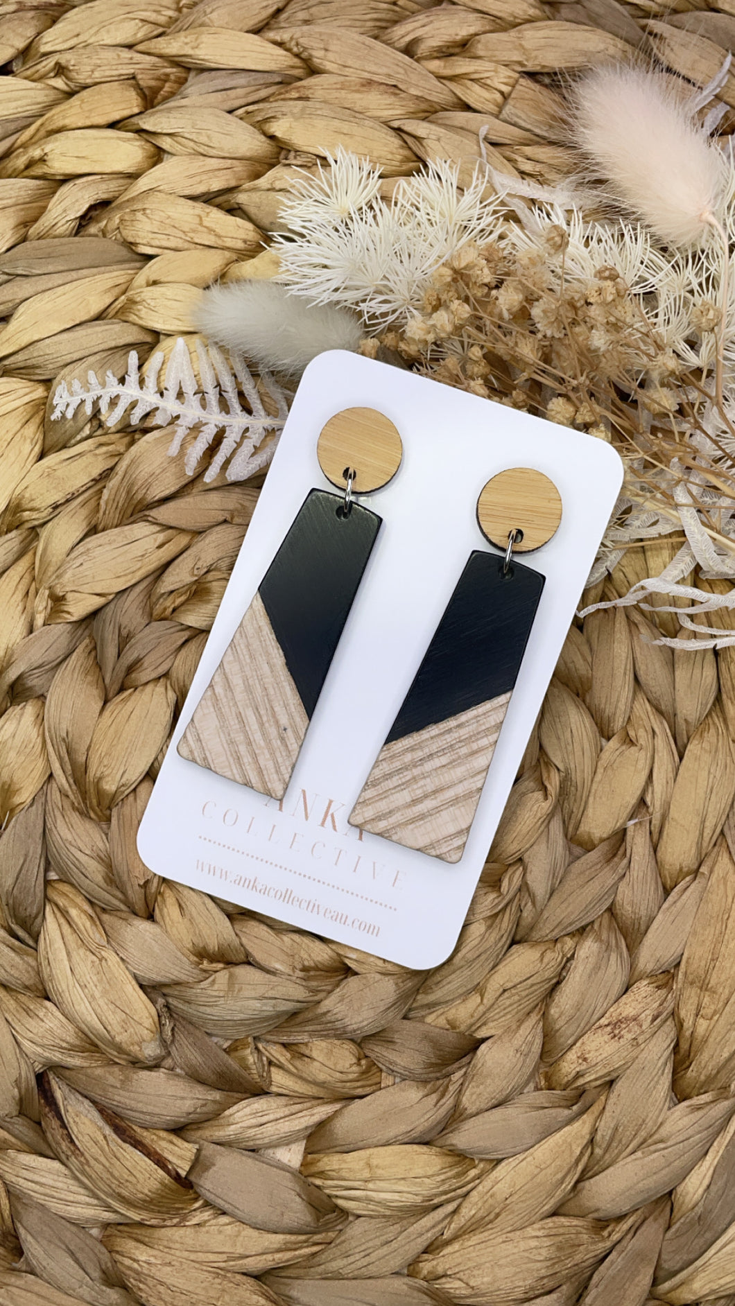 Black Rectangular Resin Wooden Dangles